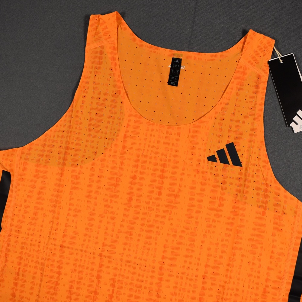 Adidas Adizero Running Singlet Orange/Tangerine Large Lightweight Slim Fit